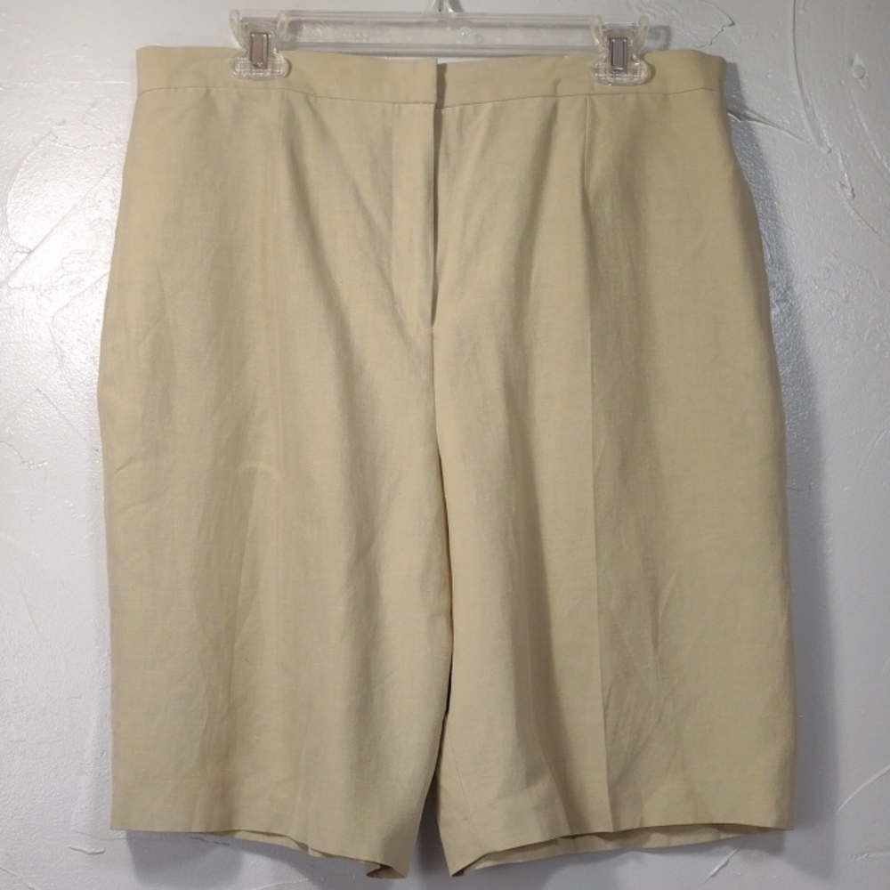 Josephine Chaus Cream Silk-linen Blend High-Rise Bermuda Shorts Women's 16